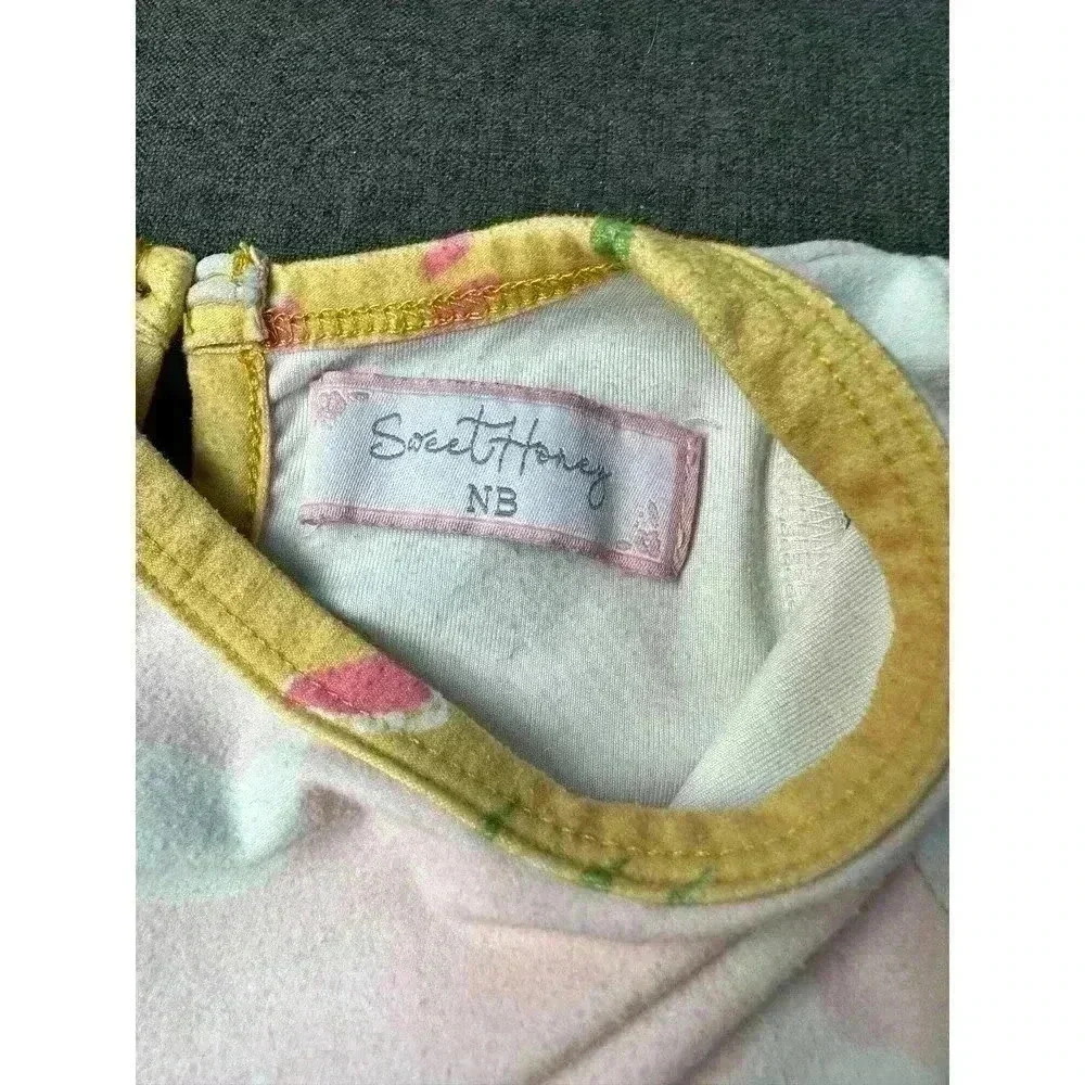 Sweet Honey Newborn Gown - Pink Cat Pattern - Picture 2 of 3